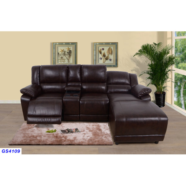 Red Barrel Studio® Bejemin Brown Color Wide Faux Leather Sofa & Chaise